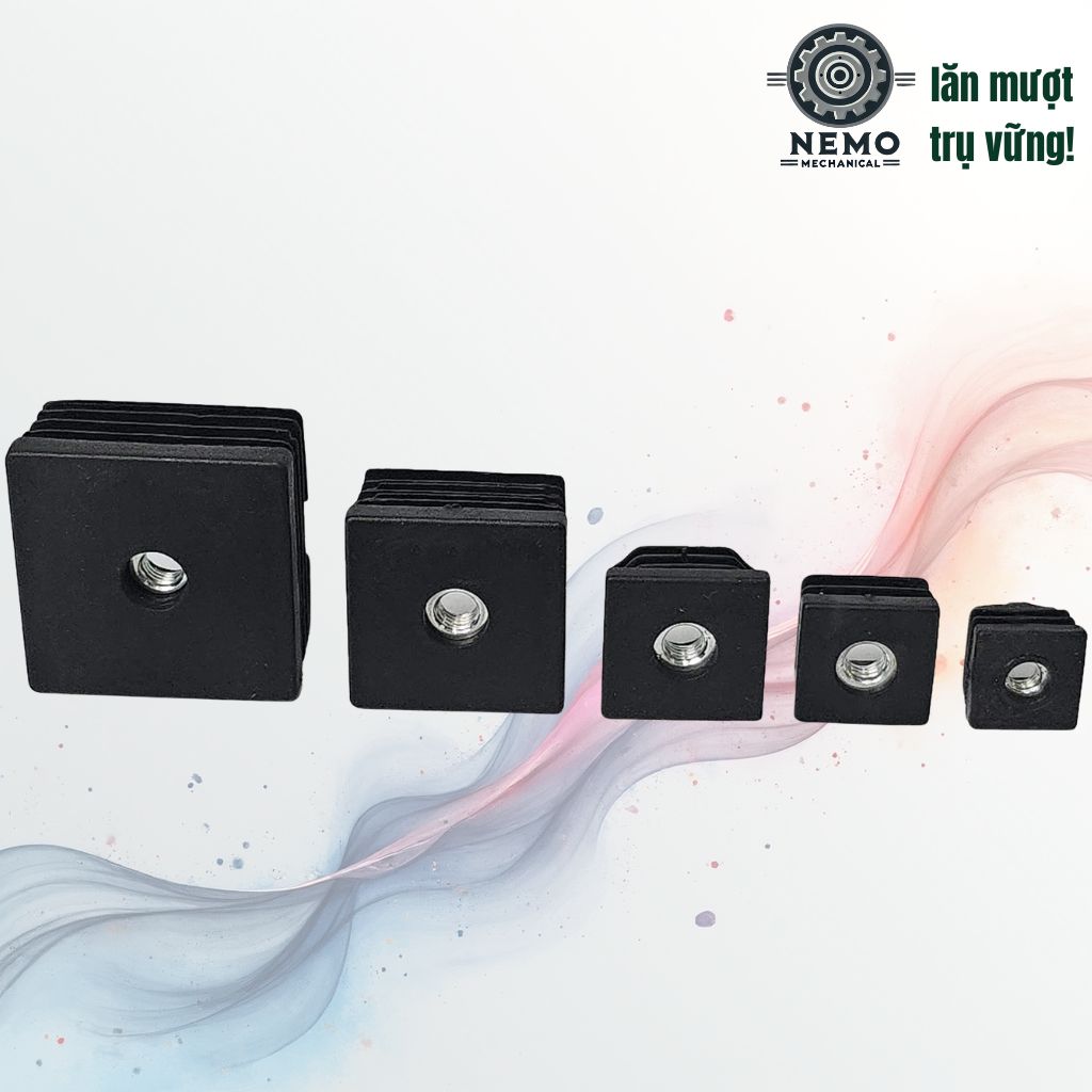 Nắp Chụp Thép Hộp Có Ren – Giải Pháp Lắp Chân Tăng Chỉnh & Bánh Xe Không Cần Hàn (M6, M8, M10)